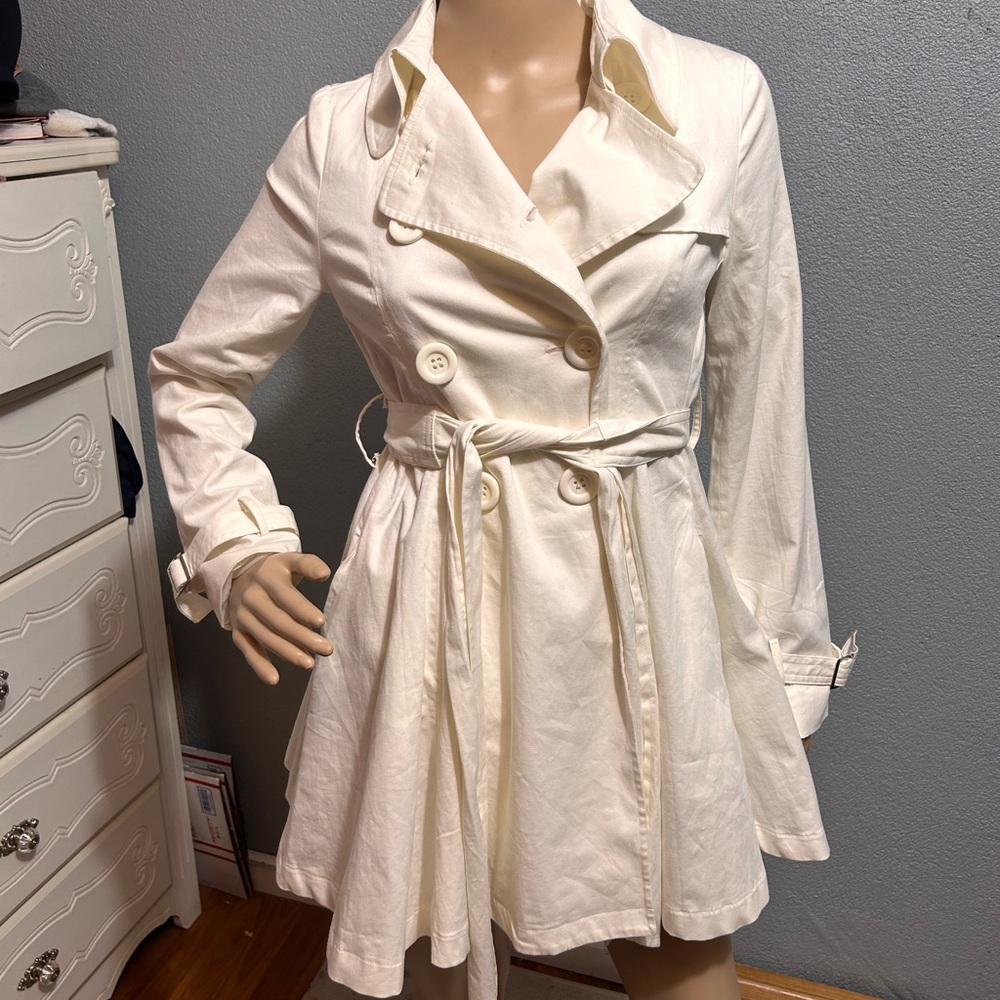Better Be Cream Double-Breasted Trench Coat Size Small